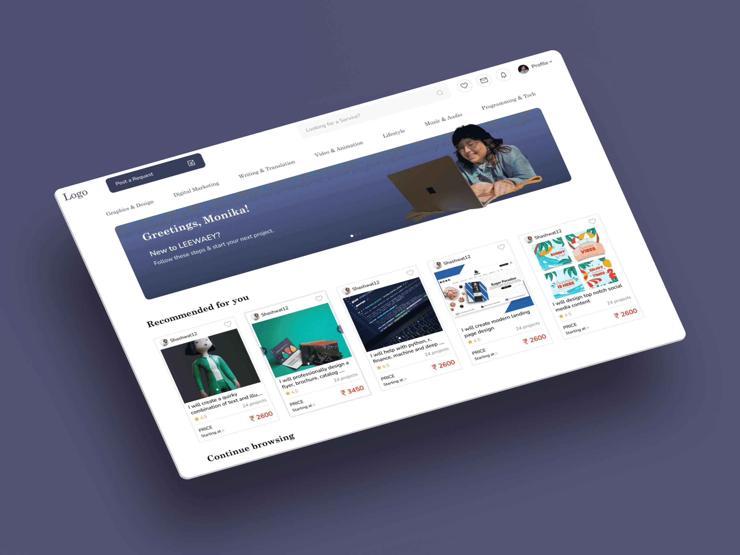 Leewaey homepage mockup